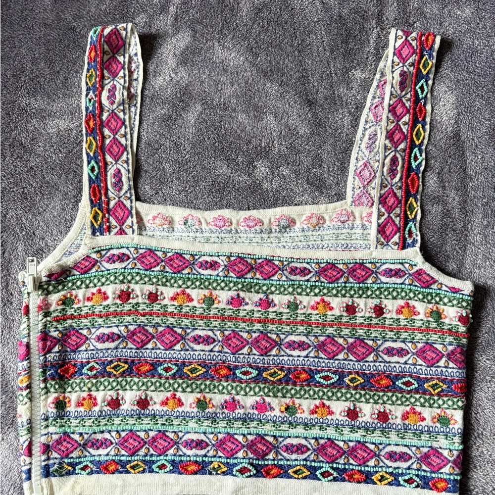 Zara Multicolor Beaded Crop top